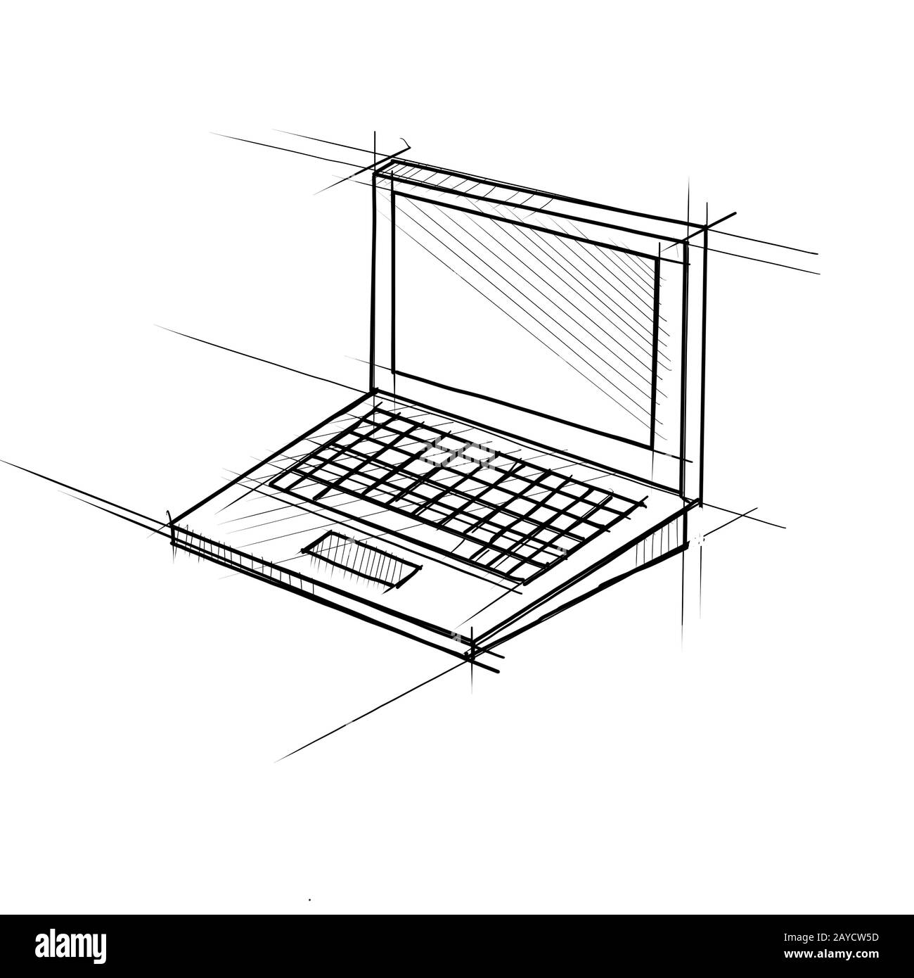 Laptop Computer Technical Drawing Stock Photo Alamy