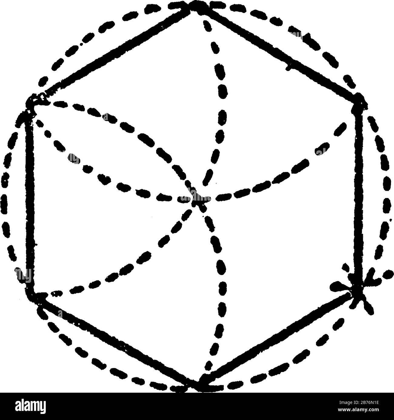 An illustration showing how to construct a hexagon in a given circle