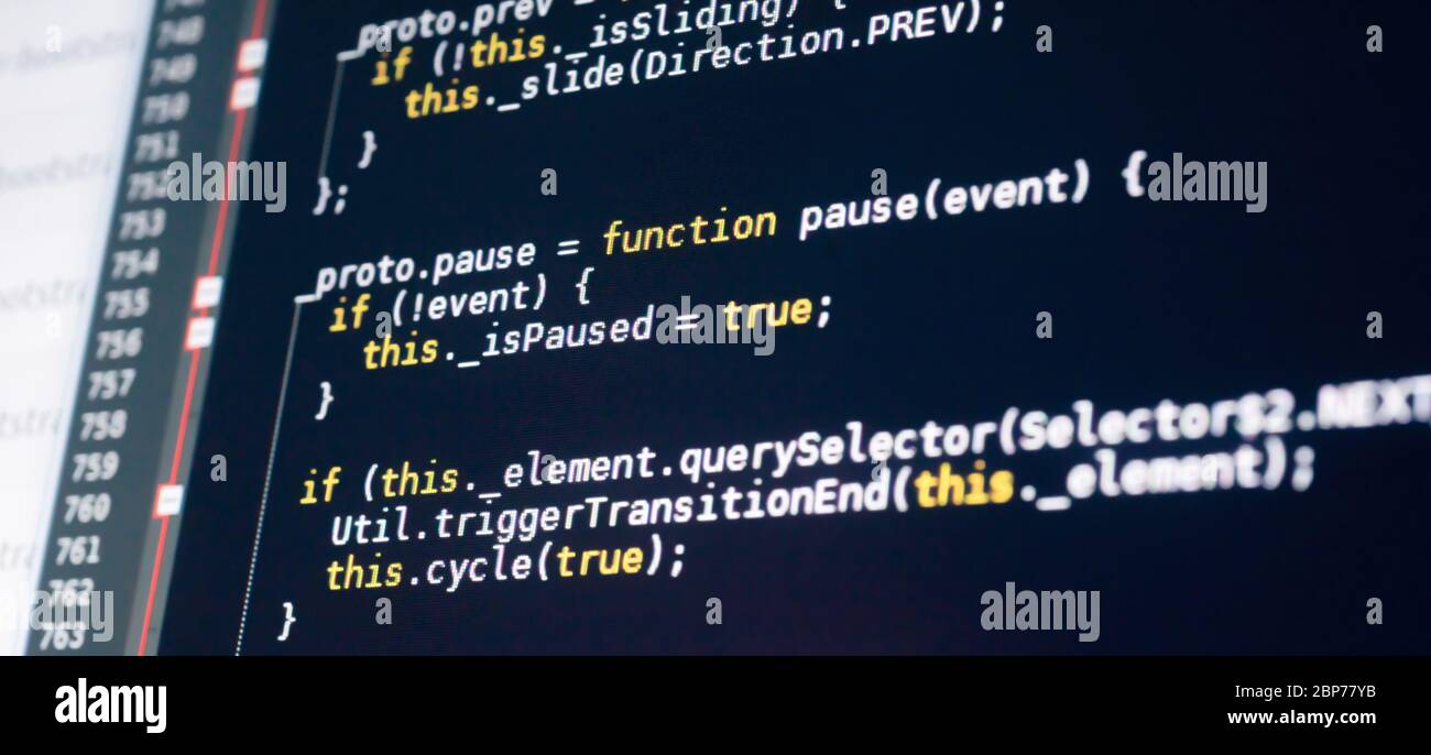 Javascript code on a monitor, programming concept Stock Photo Alamy