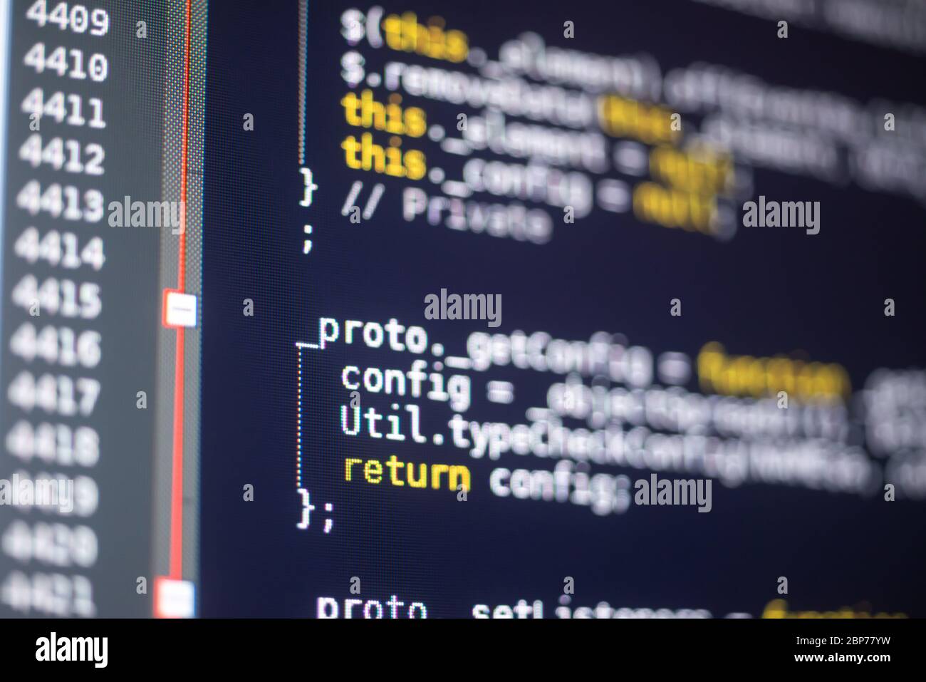 Javascript code on a monitor, programming concept Stock Photo Alamy