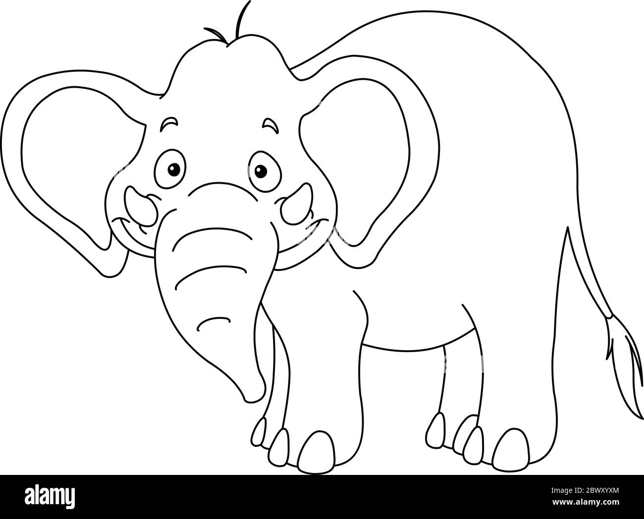 Black white happy cartoon elephant hires stock photography and images