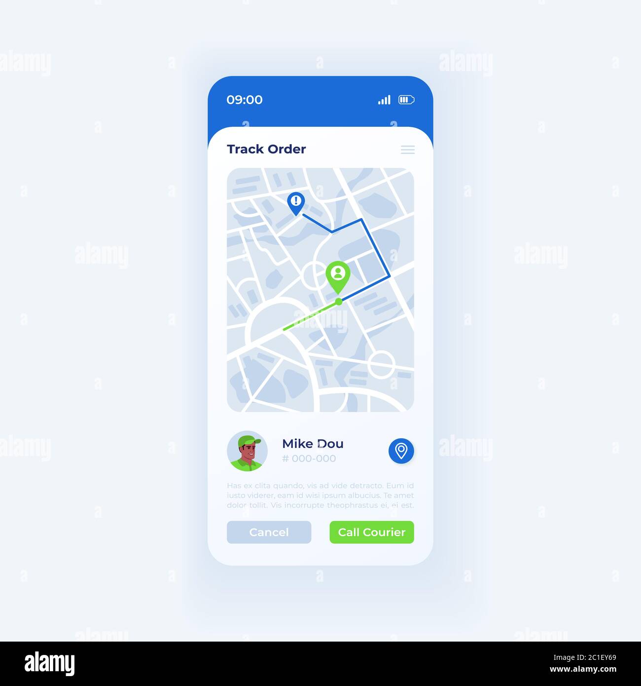 Order tracking app smartphone interface vector template Stock Vector