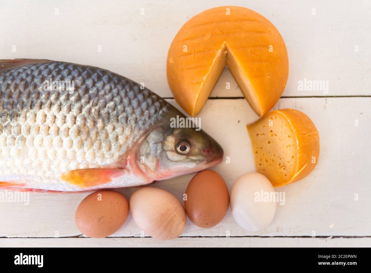 fish cheese and eggs Stock Photo Alamy