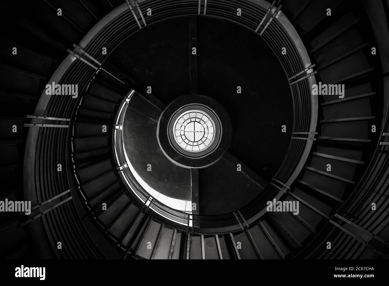 Dark Spiral Staircase Stock Photo Alamy