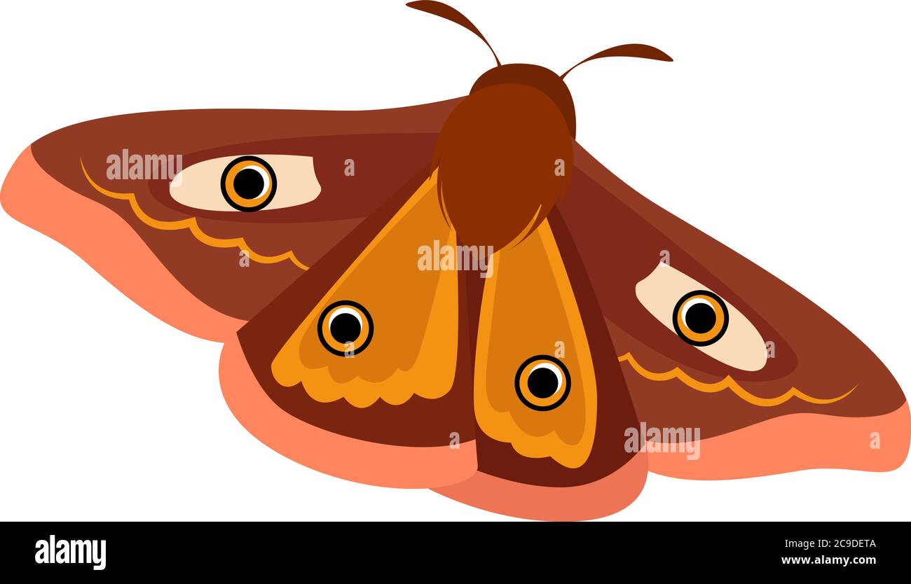 Brown butterfly, illustration, vector on white background Stock Vector