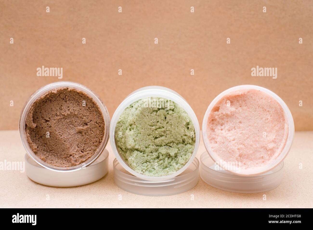 jars with body scrub Stock Photo Alamy