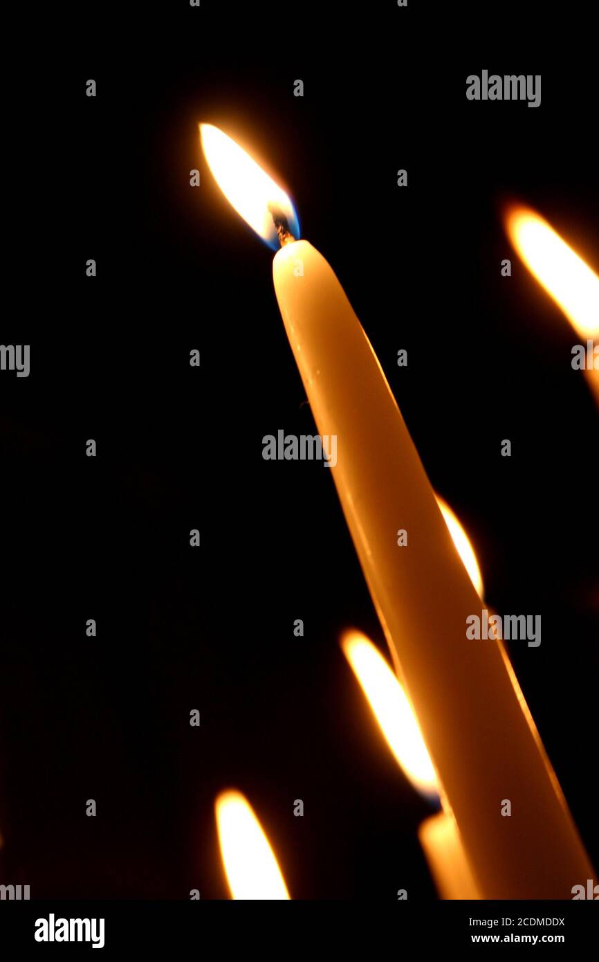 Single White Candle Stock Photo Alamy