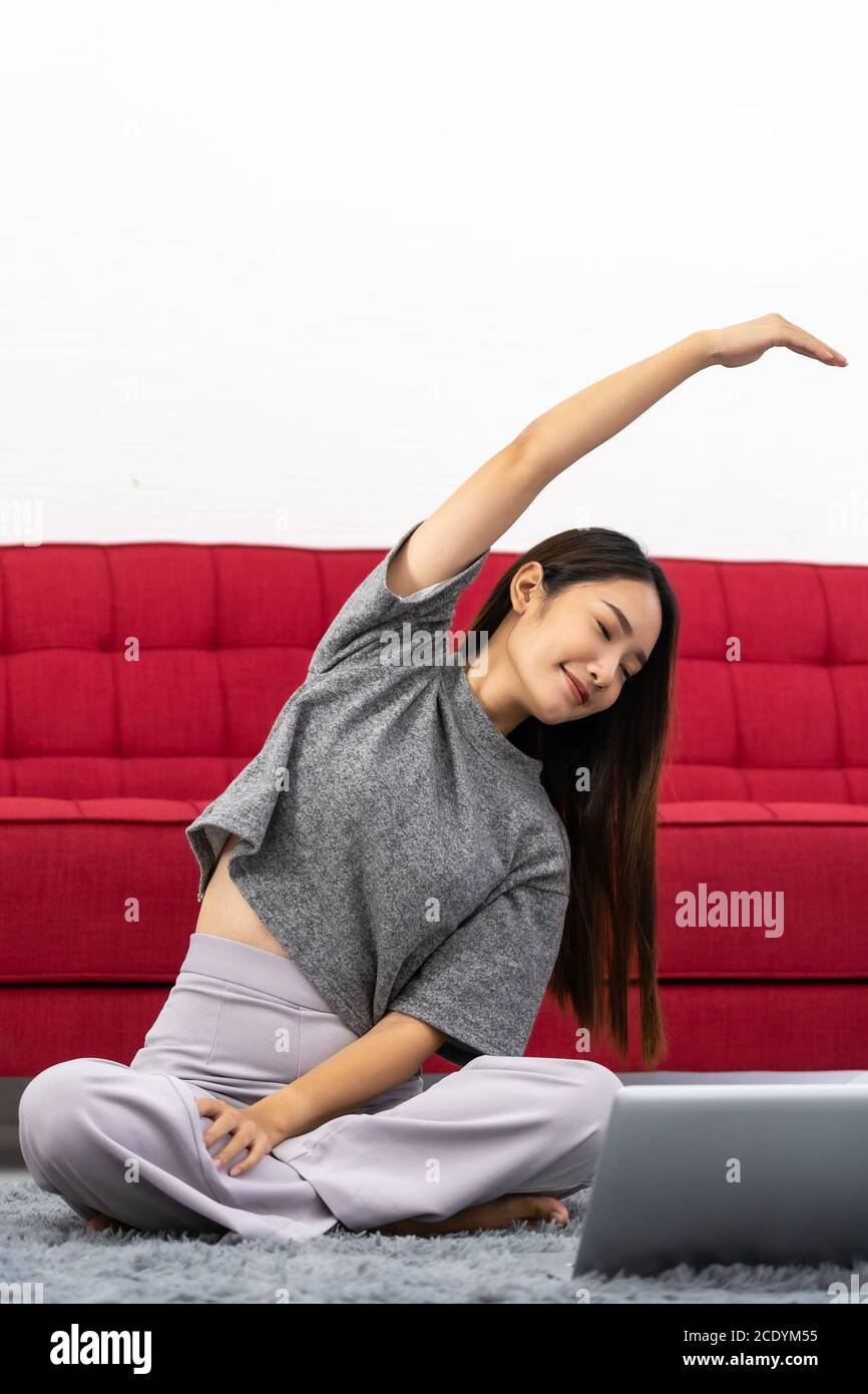 Online coaching exercise Stock Photo Alamy