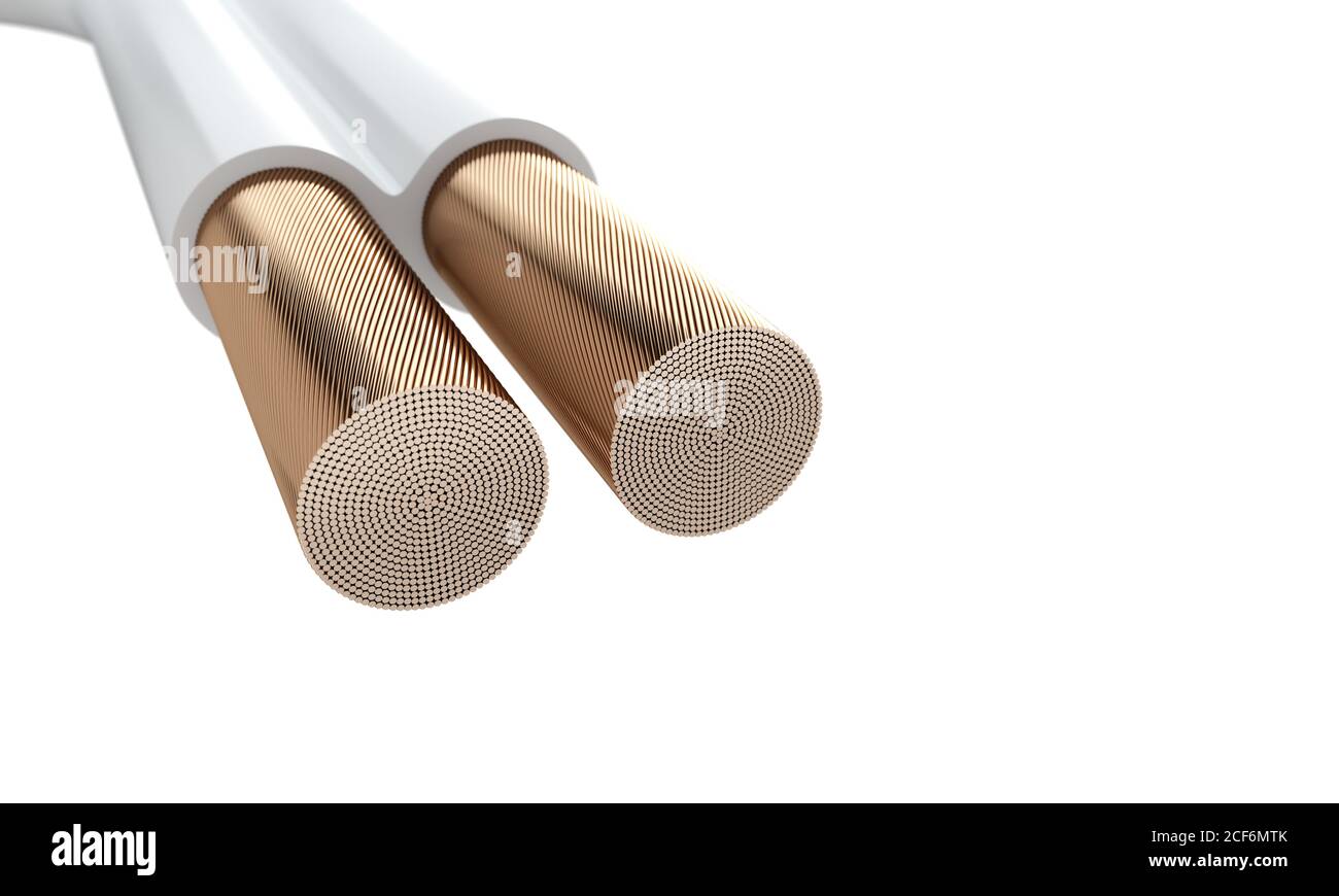 White parallel audio cable. Braided threads Stock Photo Alamy