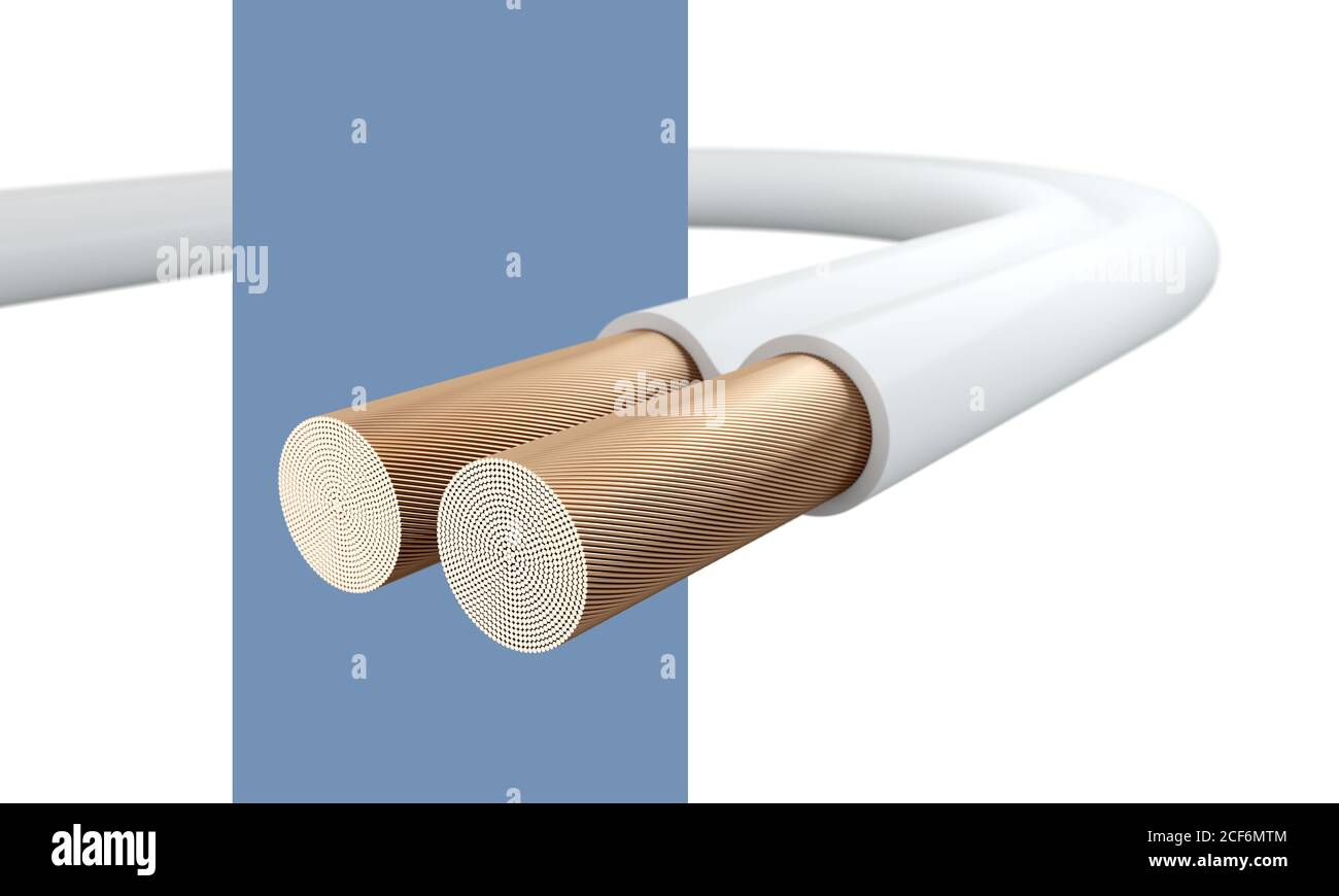 White parallel audio cable. Braided threads Stock Photo Alamy