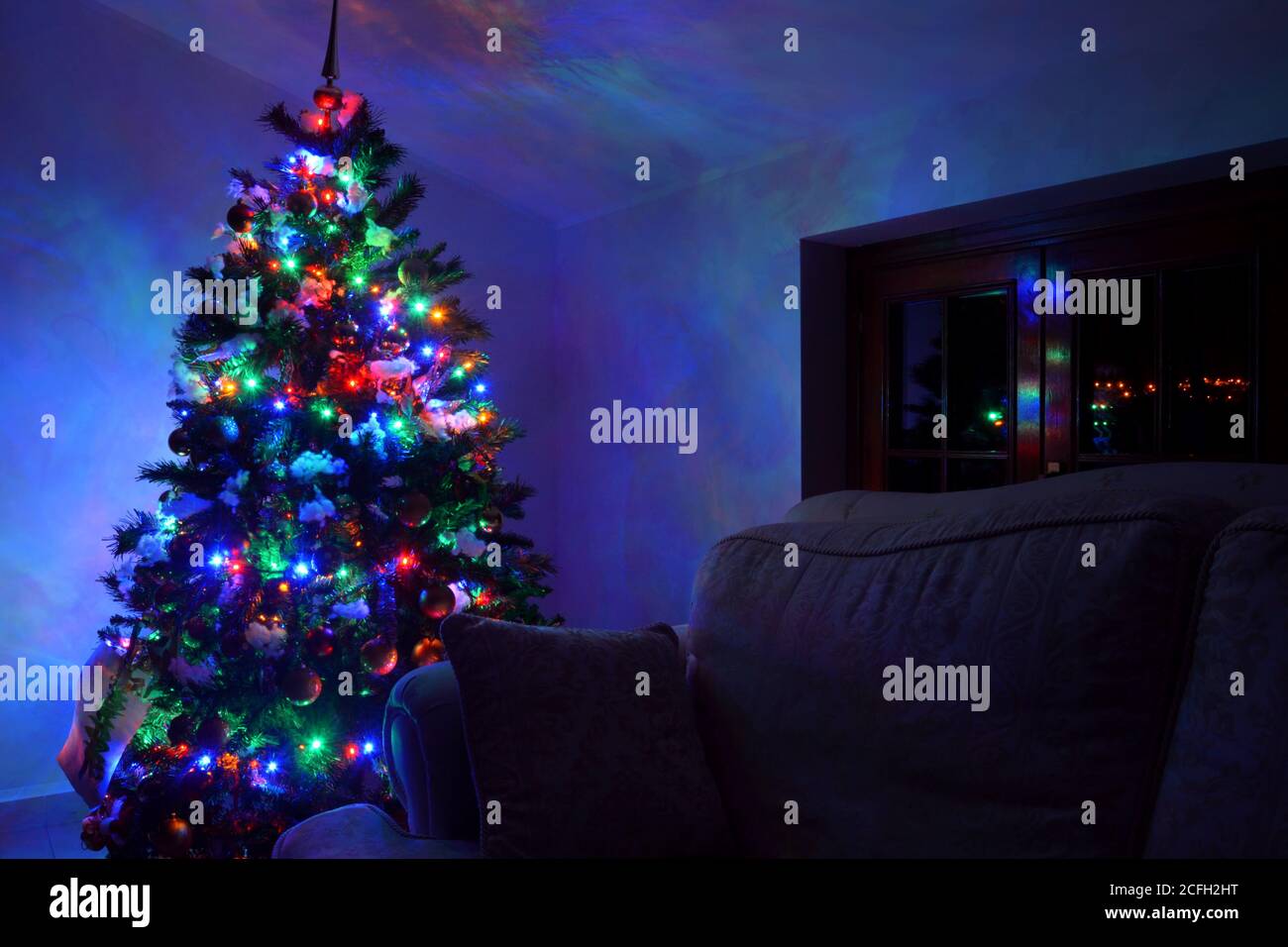 christmas tree with colored lights Stock Photo Alamy