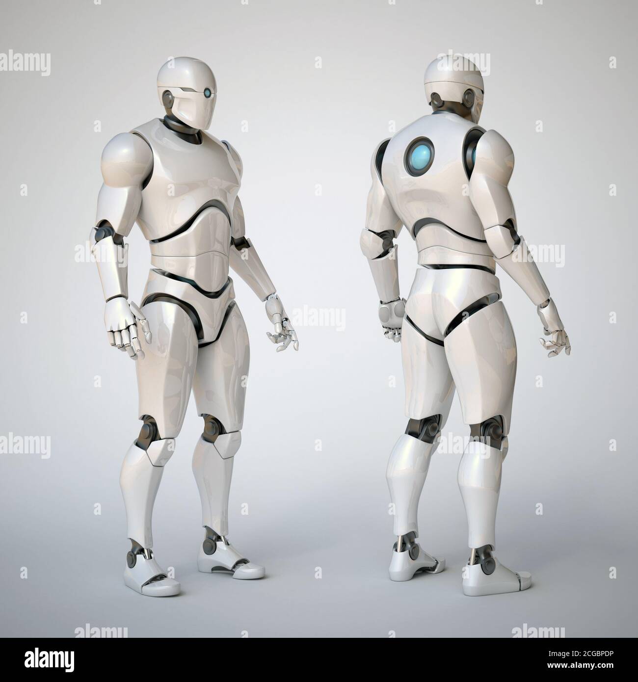 Robot futuristic design concept 3d rendering - various view Stock Photo