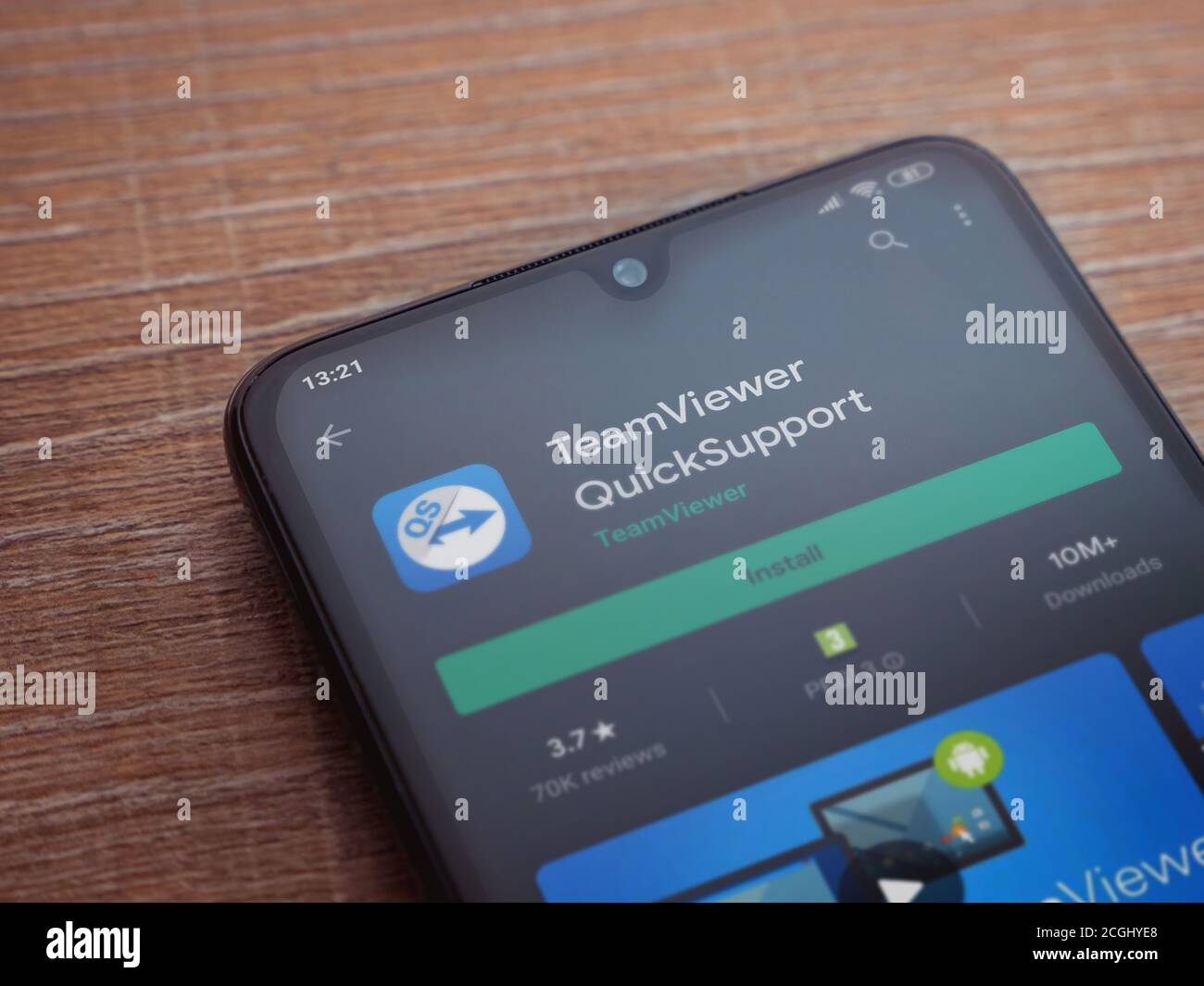 Lod, Israel July 8, 2020 TeamViewer QuickSupport app play store page