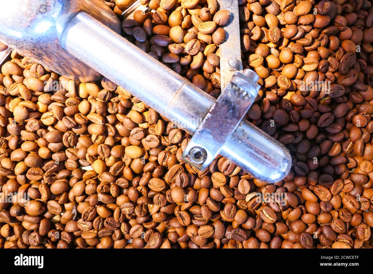 roasting coffee bean on the machine Stock Photo Alamy