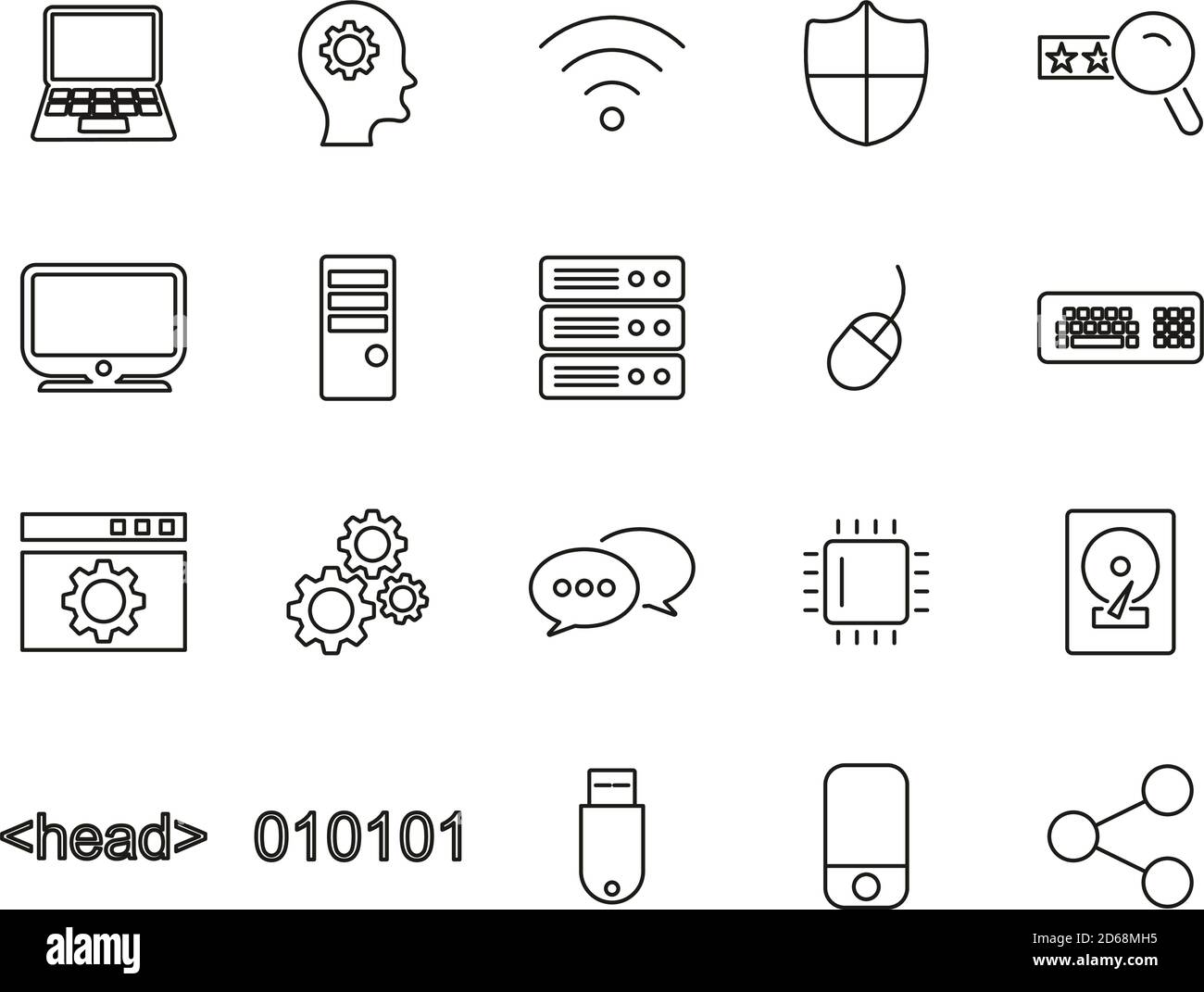 Computer Programming Icons Thin Line Set Big Stock Vector Image & Art