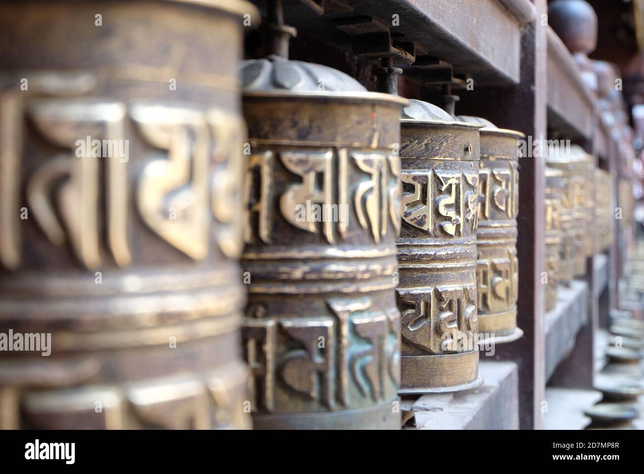 Buddhist Prayer Wheels Stock Photo Alamy