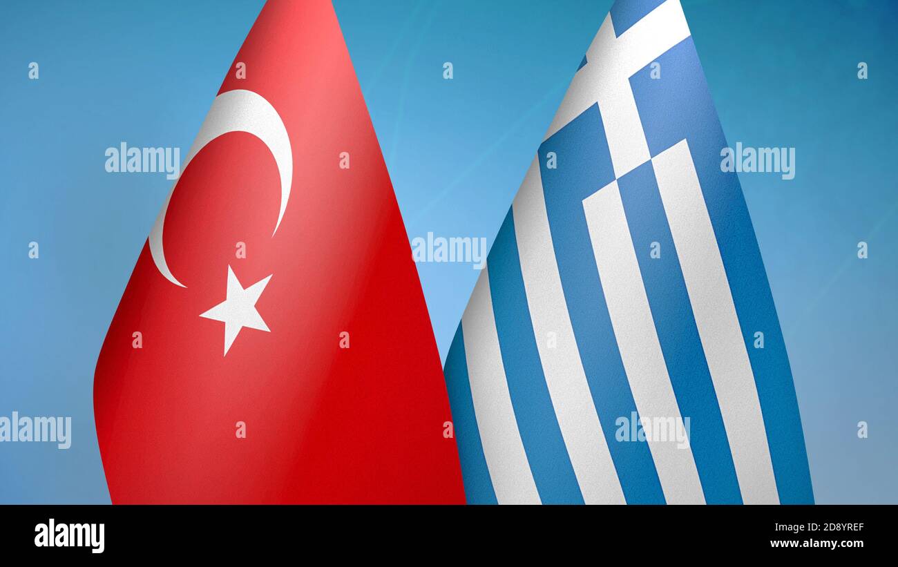 Turkey and Greece two flags Stock Photo Alamy
