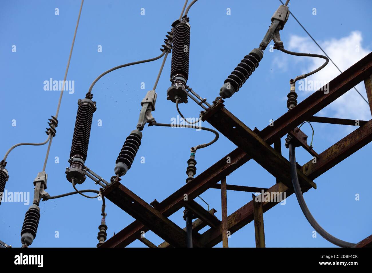 High voltage power lines Stock Photo Alamy