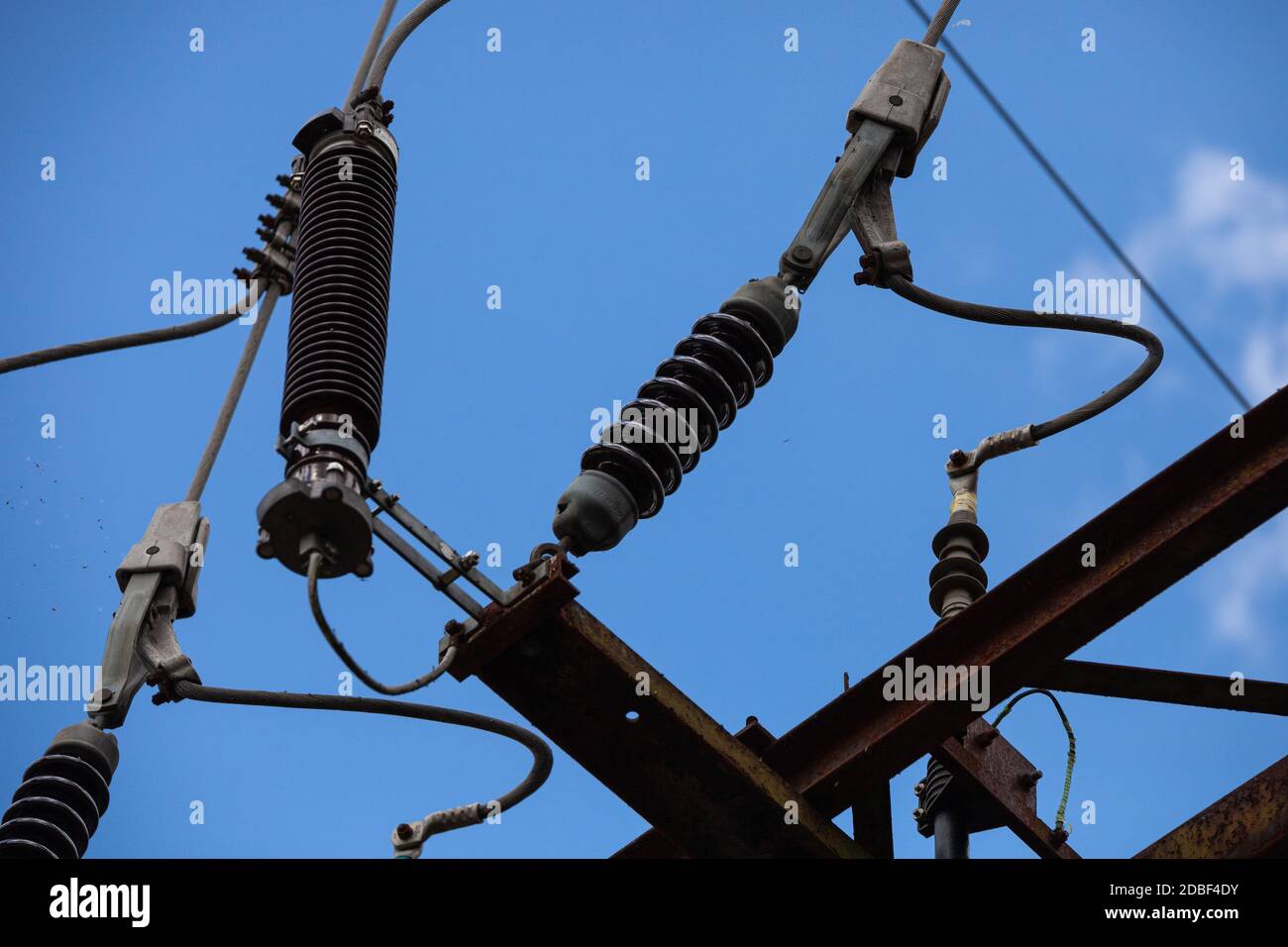 High voltage power lines Stock Photo Alamy