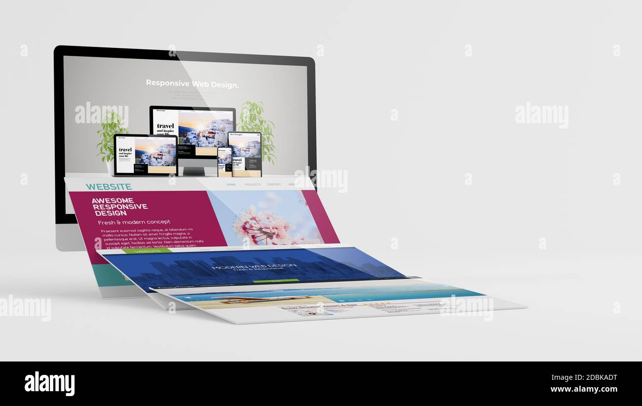 falling screens mock up 3d rendering Stock Photo Alamy