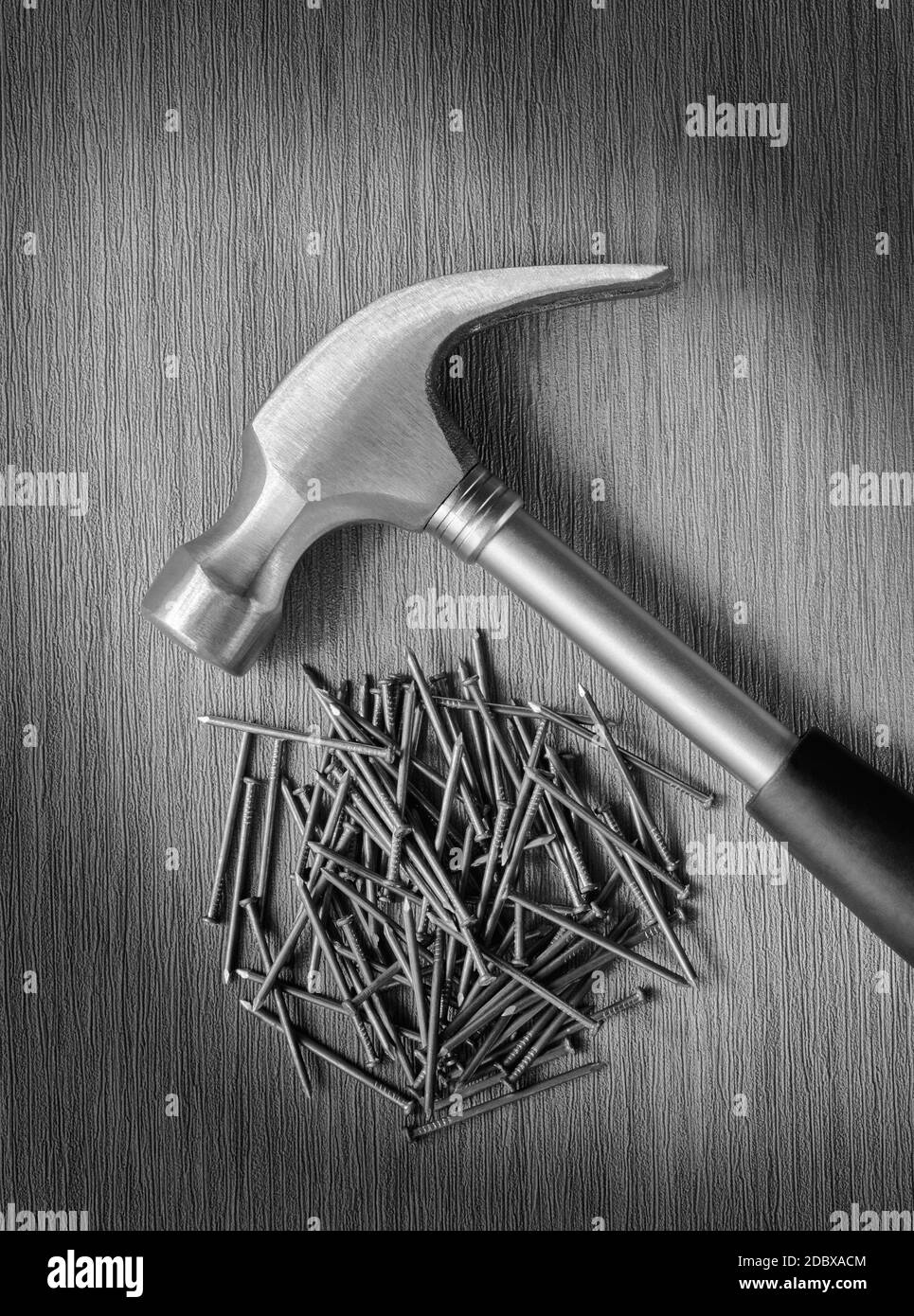 Hammer and Nails top view Stock Photo Alamy