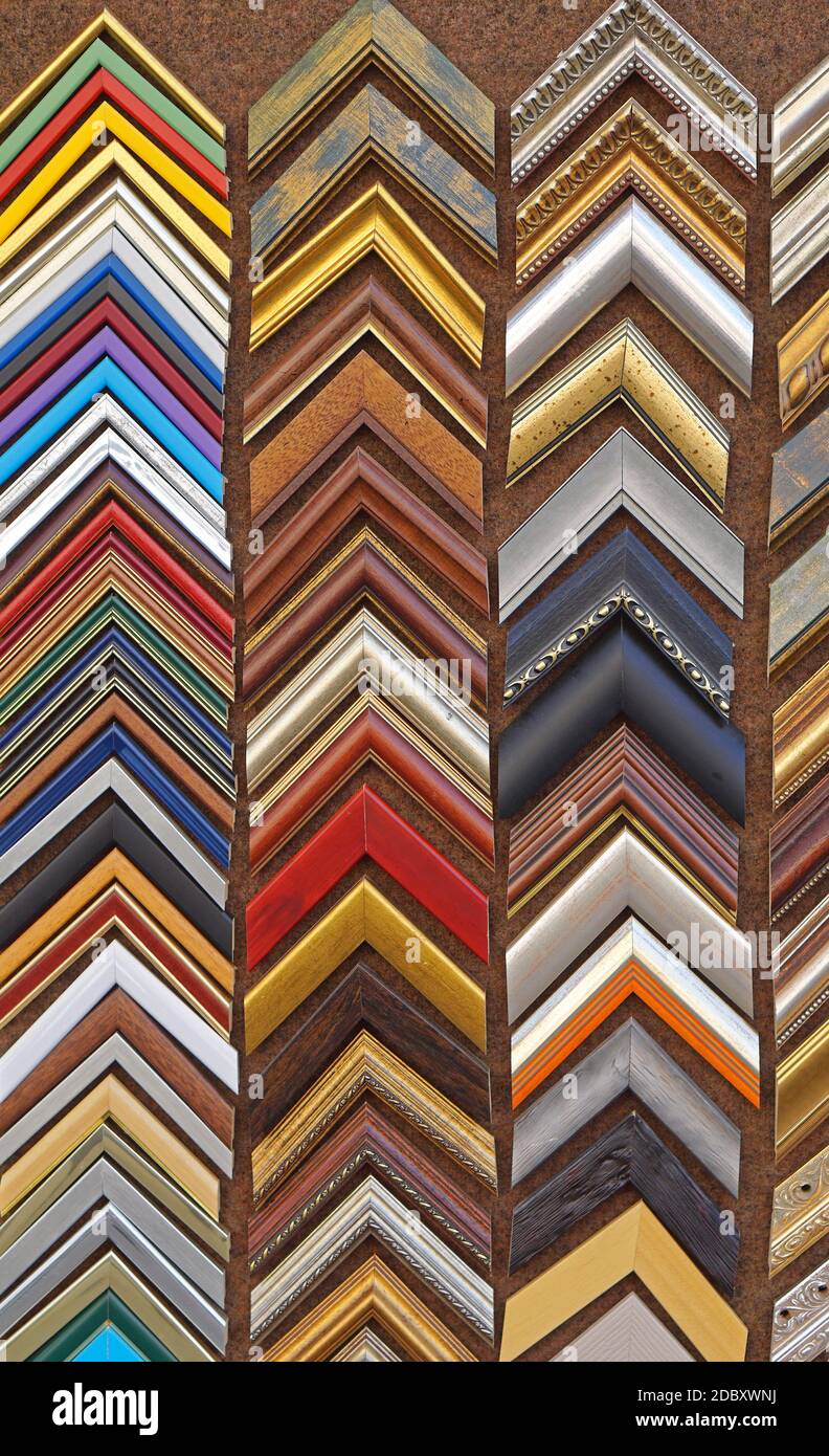 Picture frame corners colour samples material Stock Photo Alamy