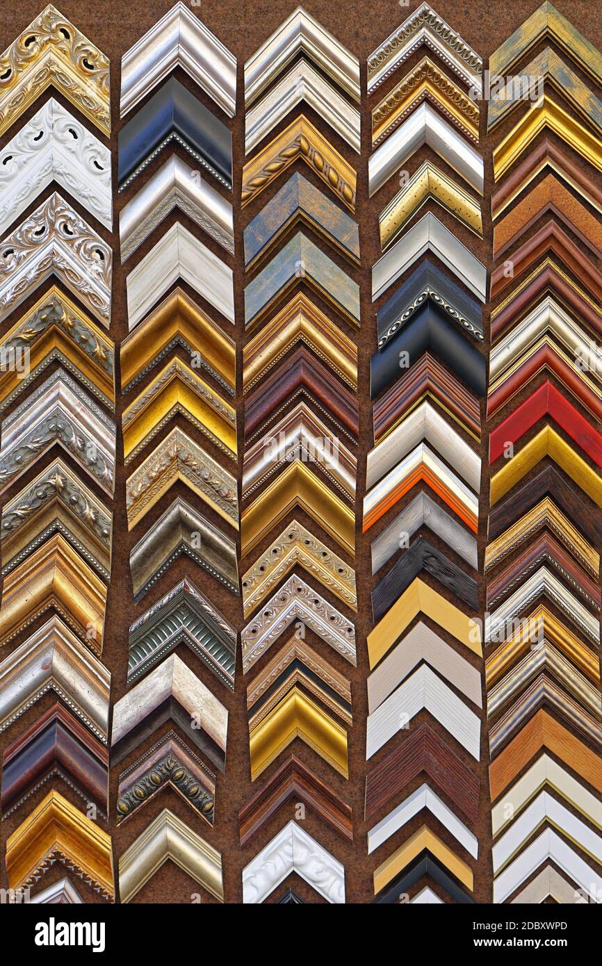 Picture frame corners colours samples material Stock Photo Alamy