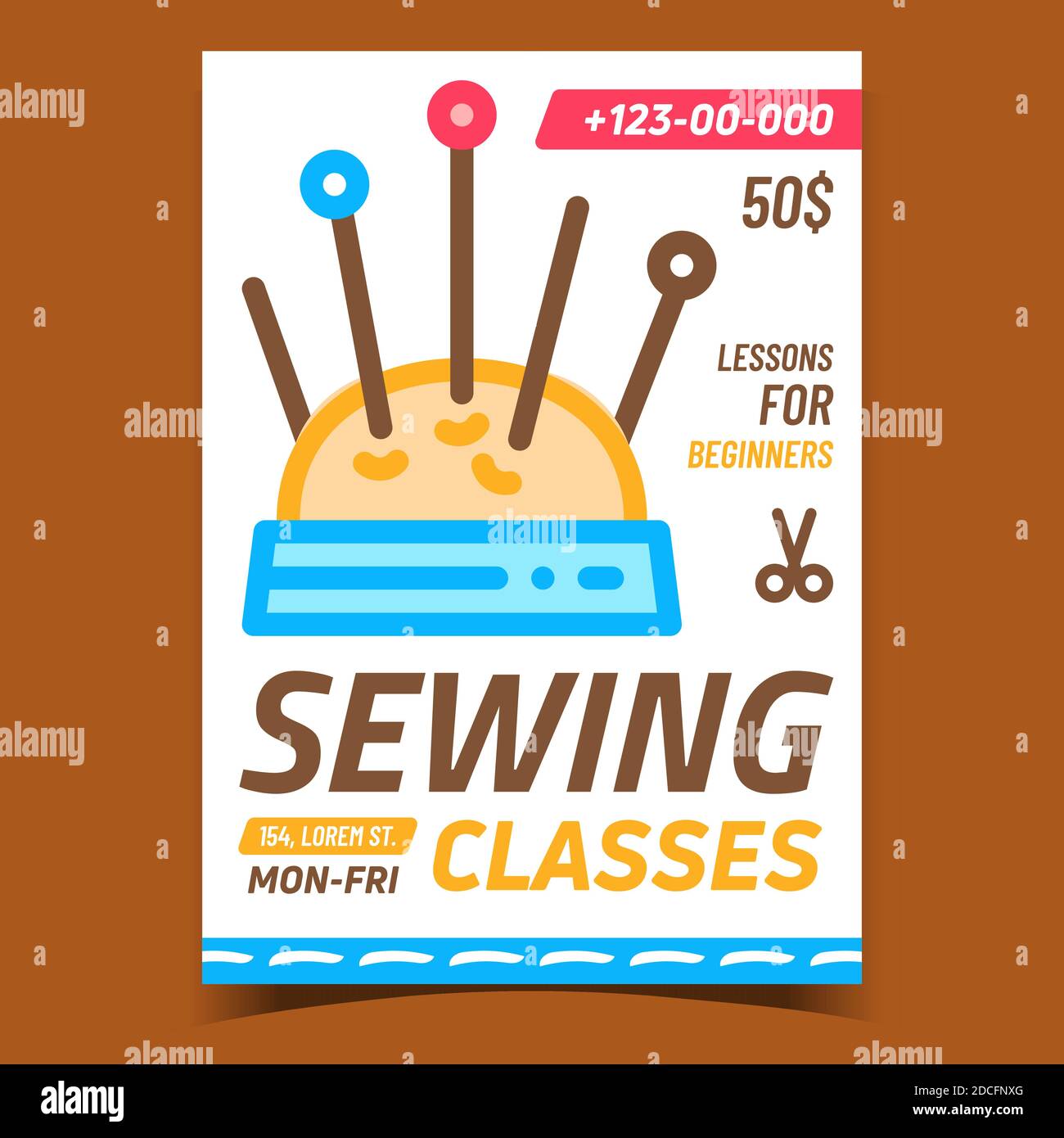Sewing Classes Creative Promotion Poster Vector Stock Vector Image