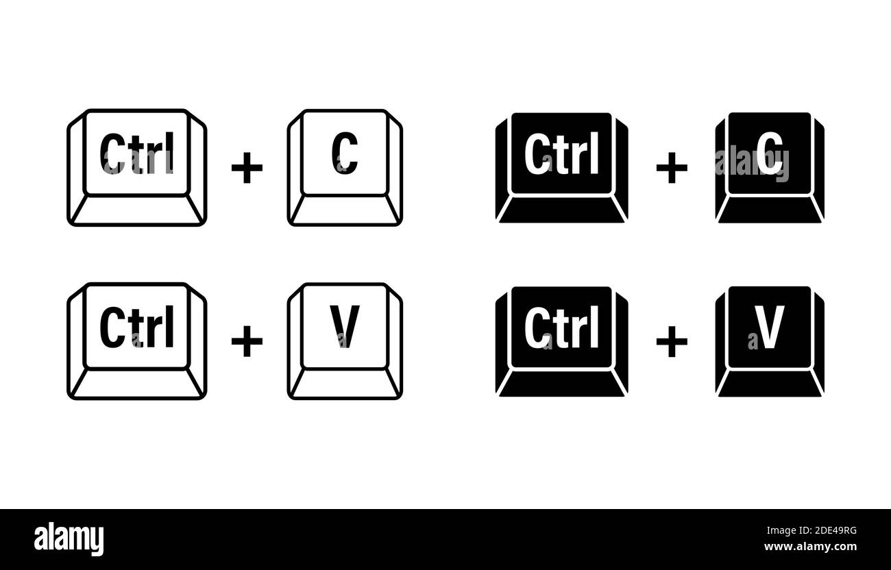 Ctrl C and Ctrl V computer keyboard buttons. Desktop interface. 