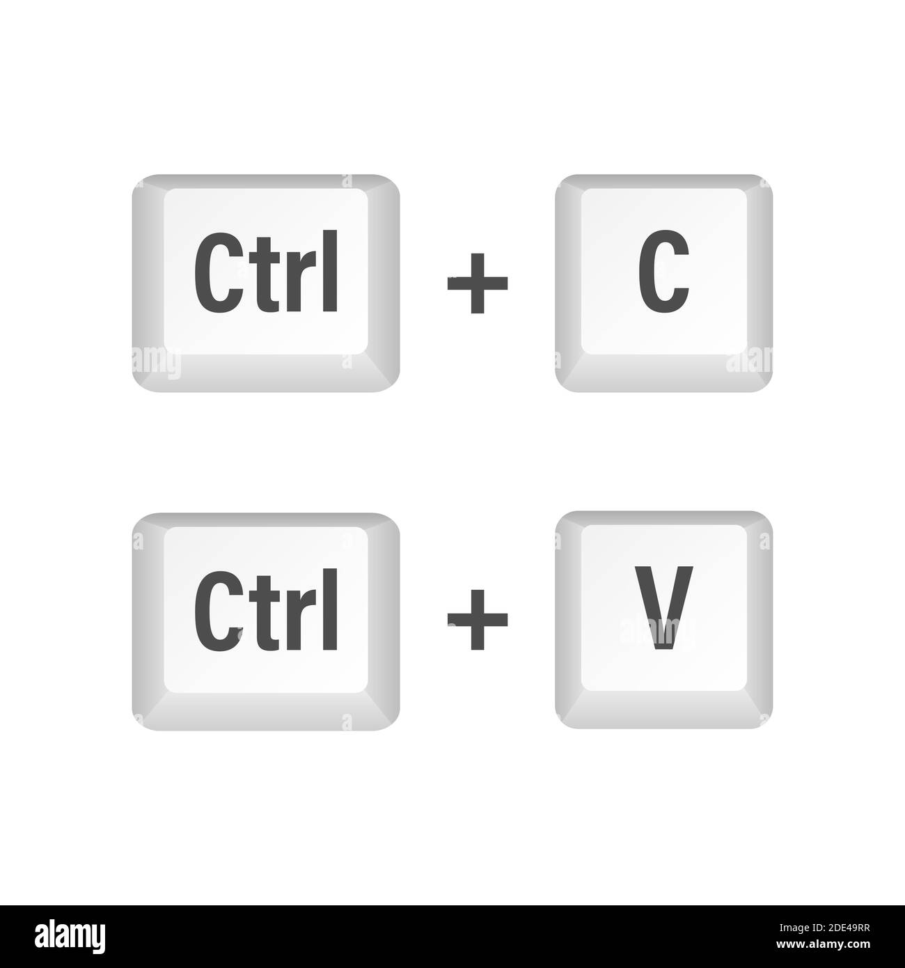 Ctrl C and Ctrl V computer keyboard buttons. Desktop interface. 