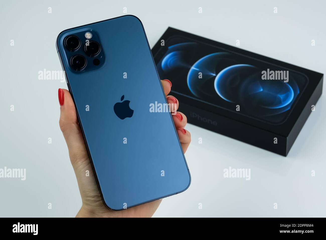 iPhone 12 Pro Max Pacific Blue Stock Photo Alamy
