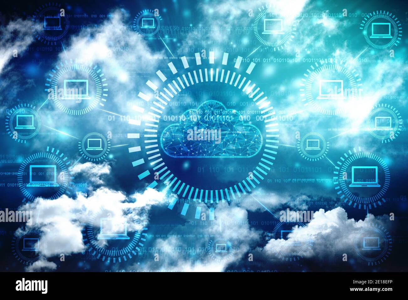 Cloud computing, Digital Cloud computing Concept background. Cyber