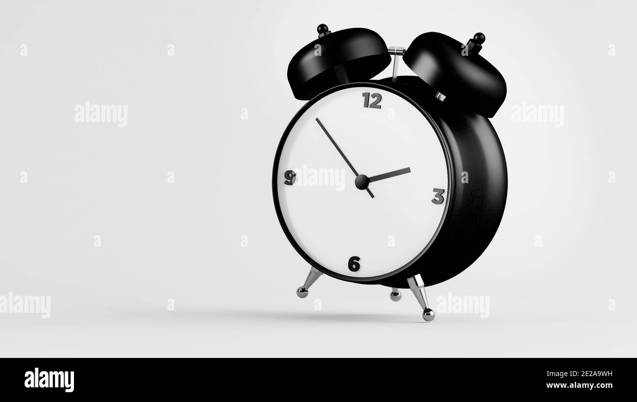 Black clock floating 3d rendering Stock Photo Alamy