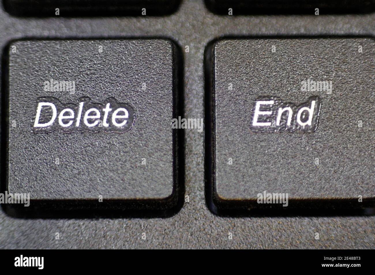Macro Close up of the Delete and End Keys on a Desktop Computer