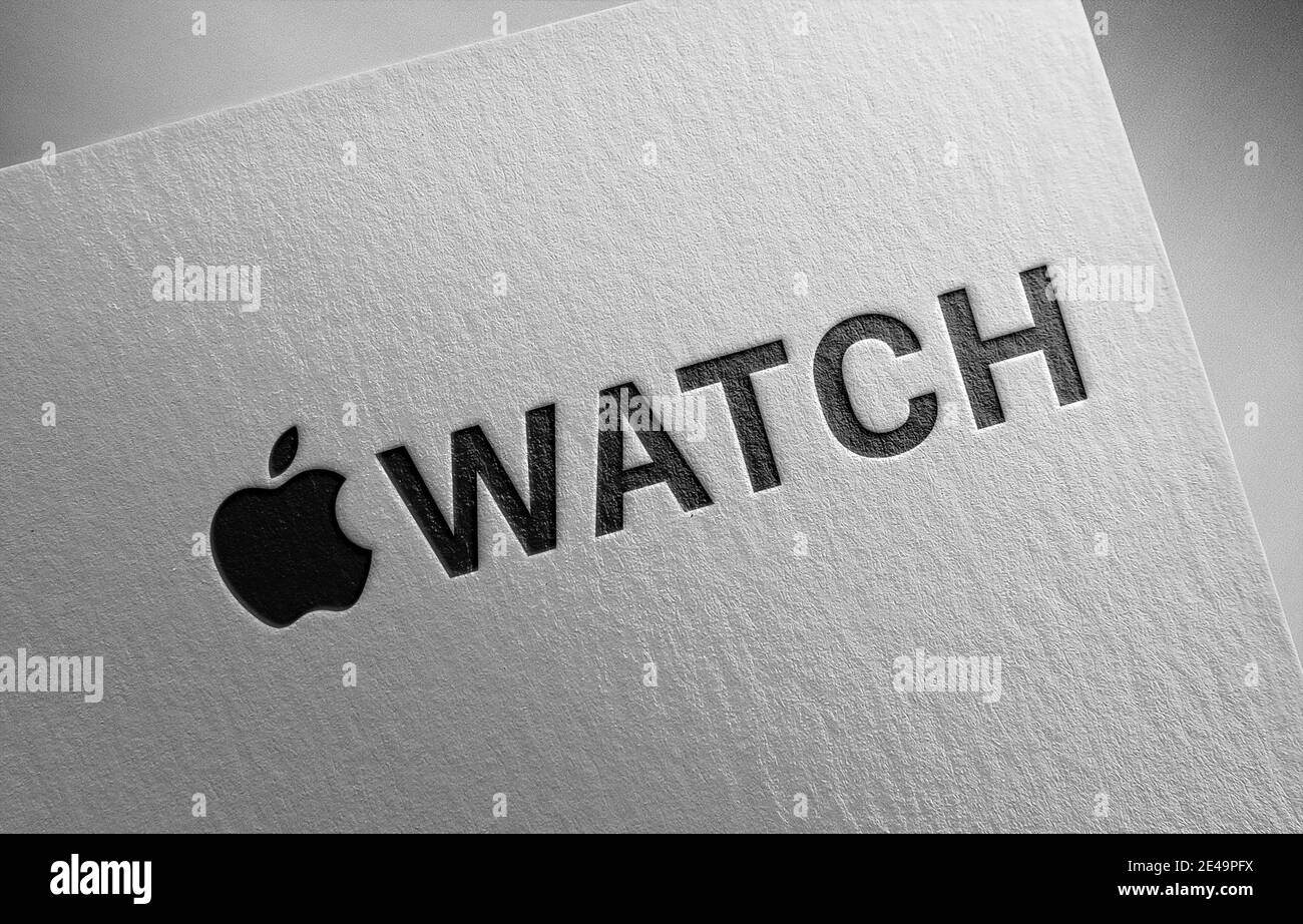 apple watch logo on paper Stock Photo Alamy