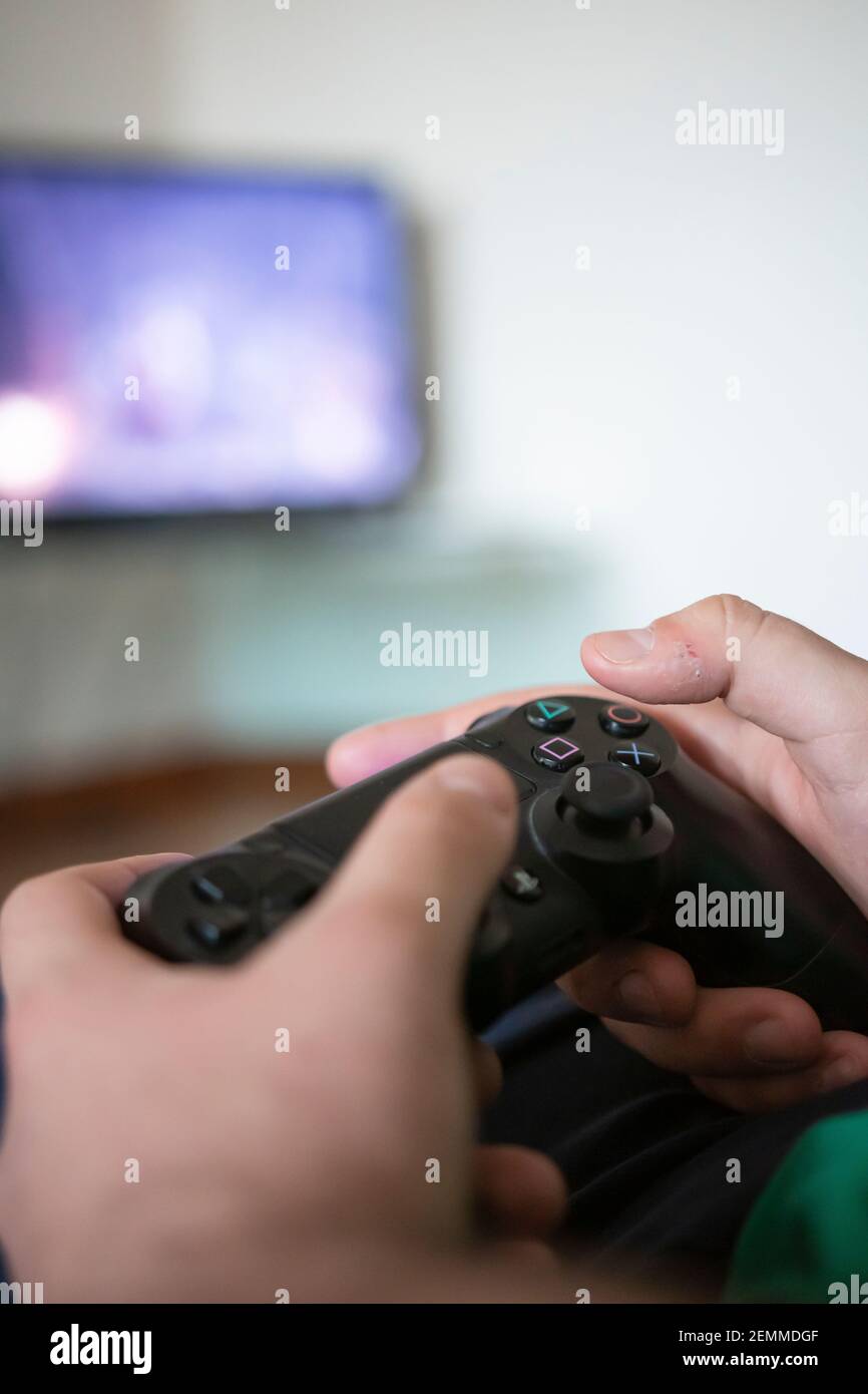 Man playing videogames Stock Photo Alamy