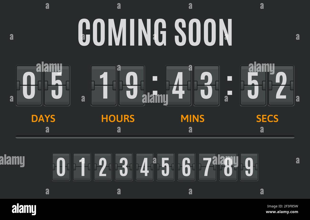 Countdown flip timer. Flip clock days, hours and minutes counter