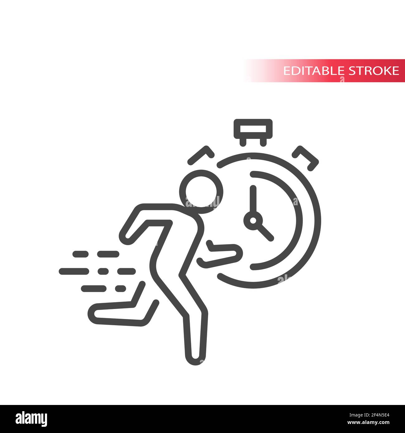 Man running fast with timer or stopwatch icon. Clock or chronometer and