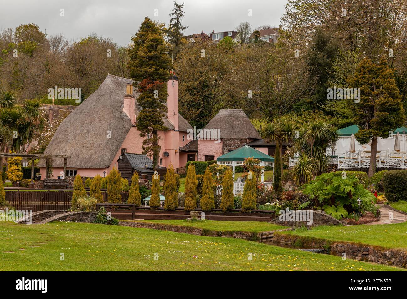 Thatched restaurant in Cockington Devon Stock Photo Alamy