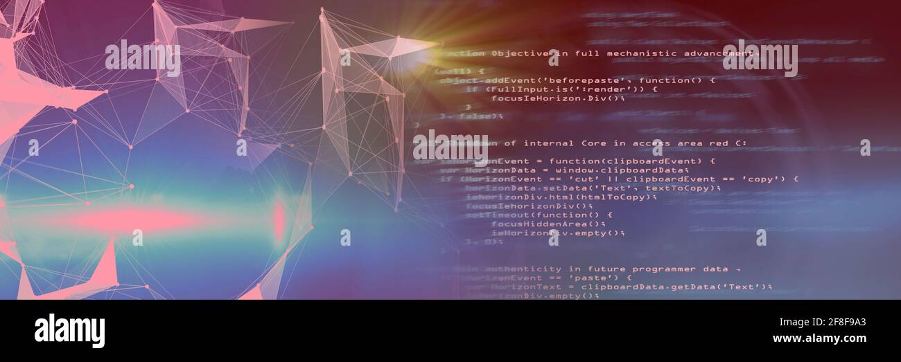 Computer code and network of connections over gradient background