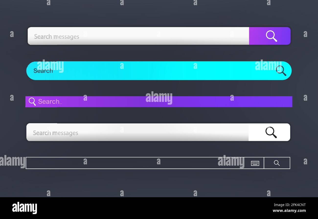 Modern Search Bar Set. Template searching field in web browser