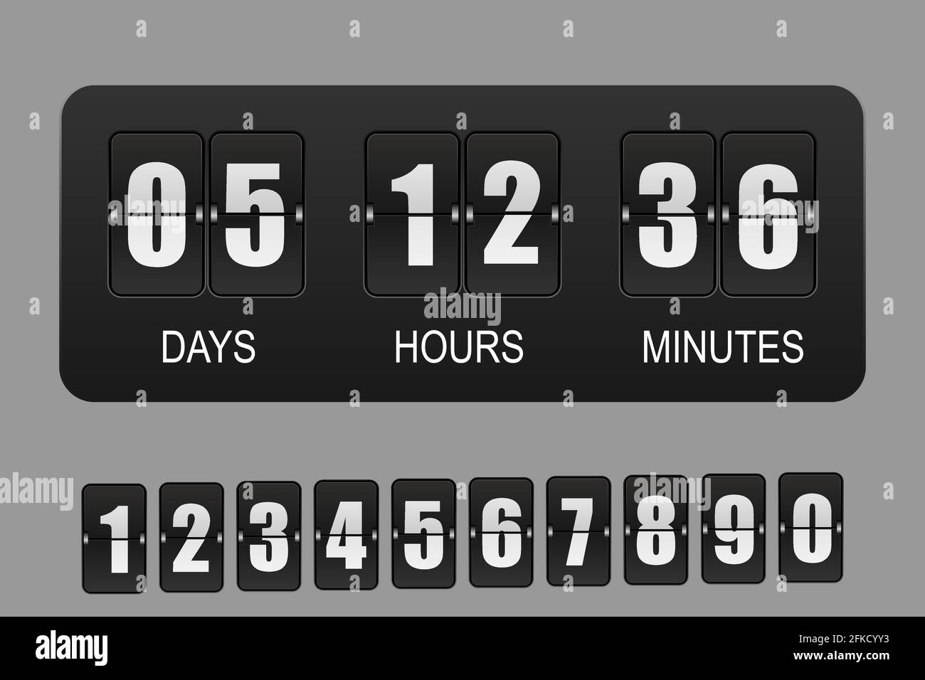 3d realistic Countdown timer. Vector flip clock Template for your design Stock Vector Image