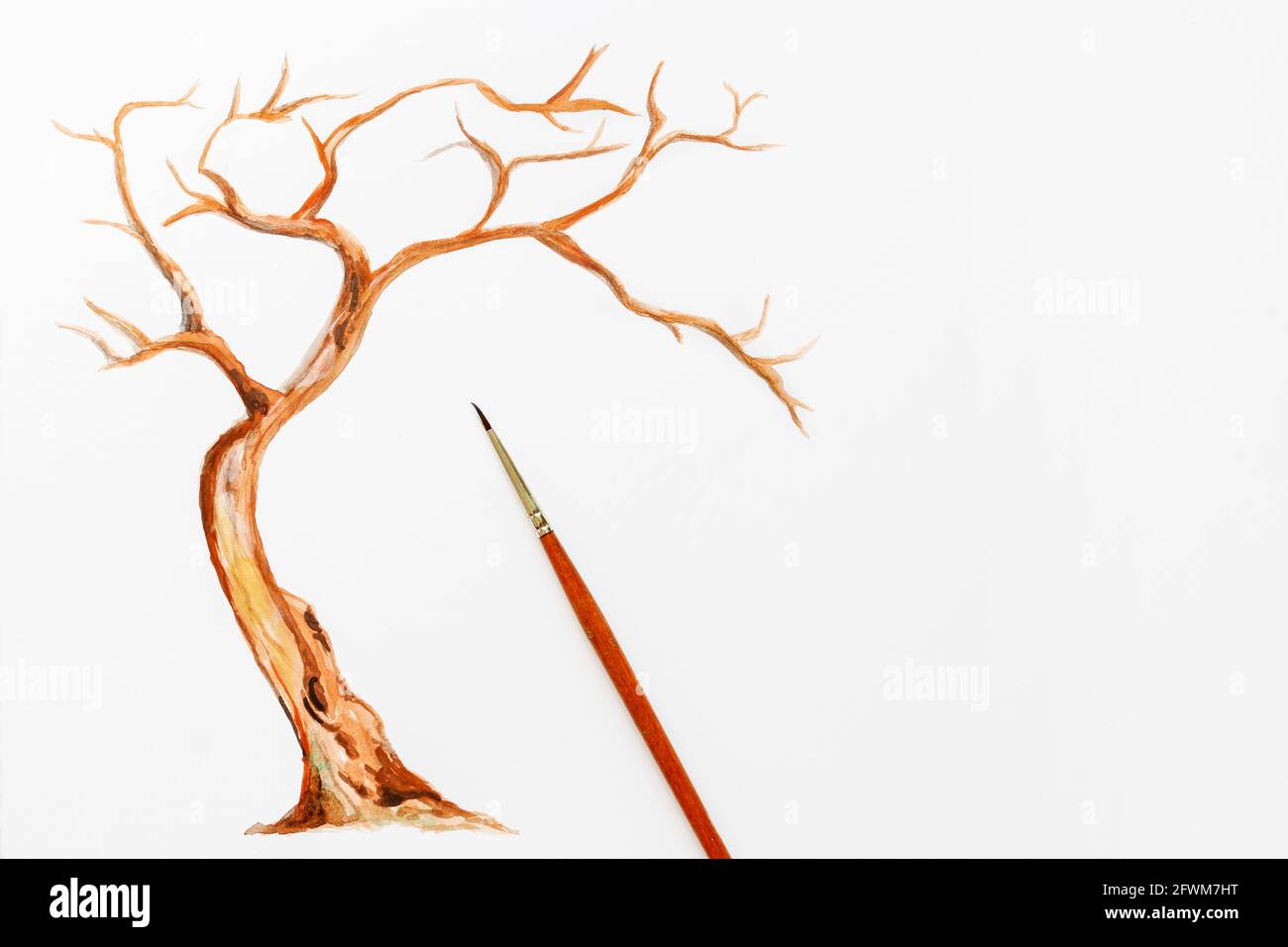 How to paint a tree using watercolours. Step by step, tutorial. Step