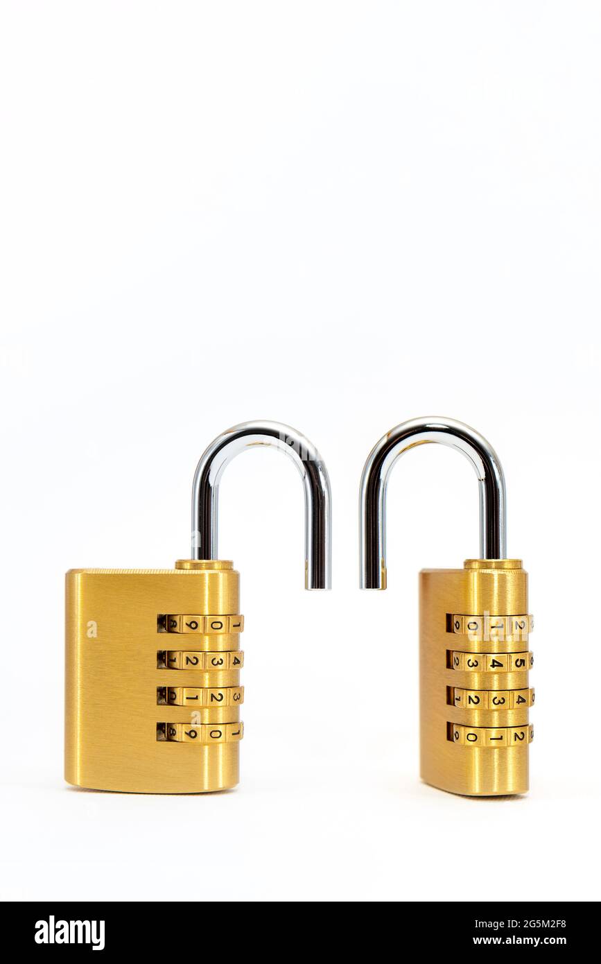 Code lock. Closeup of a combination lock with chrome numbers on a