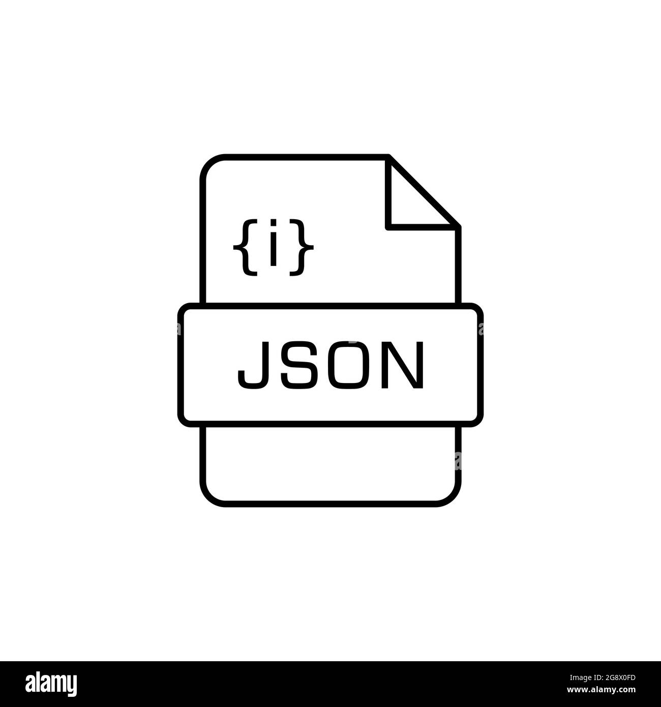 JSON file format line icon. JavaScript Object Notation. JSON