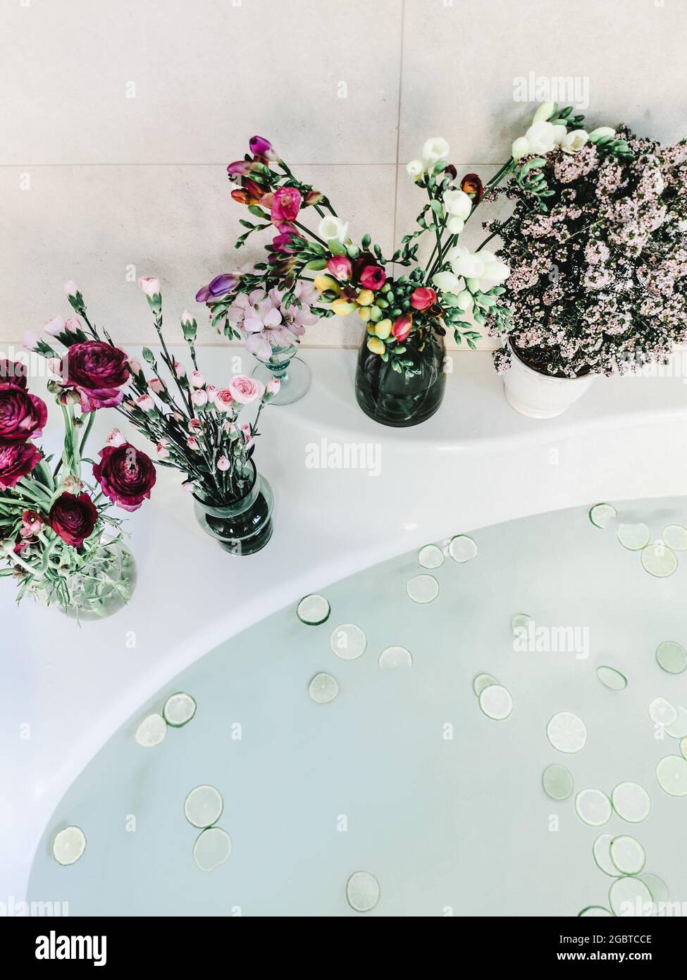 Bath with flowers Stock Photo Alamy