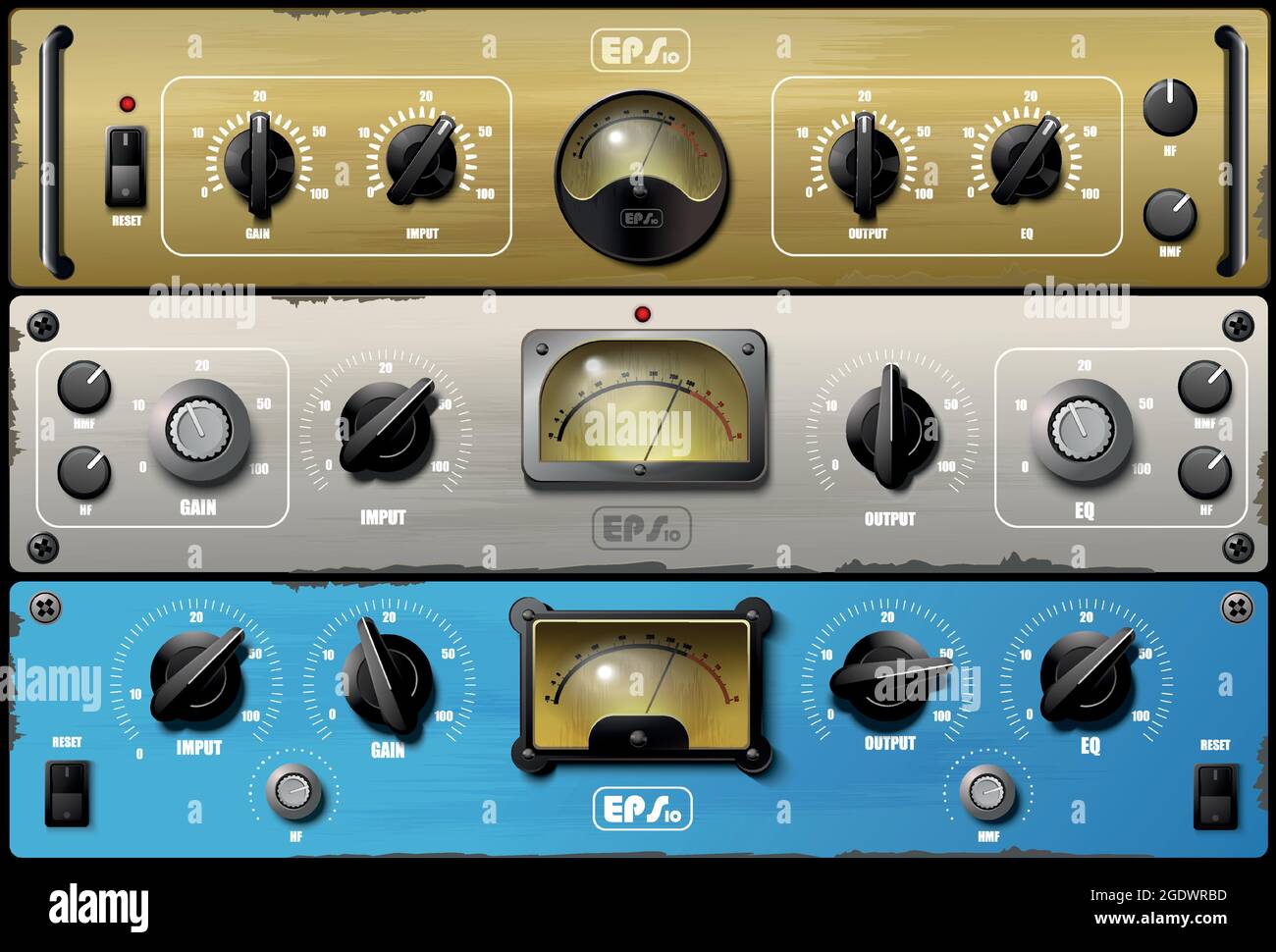 Realistic virtual equalizers and compressors. Vector Stock Vector Image