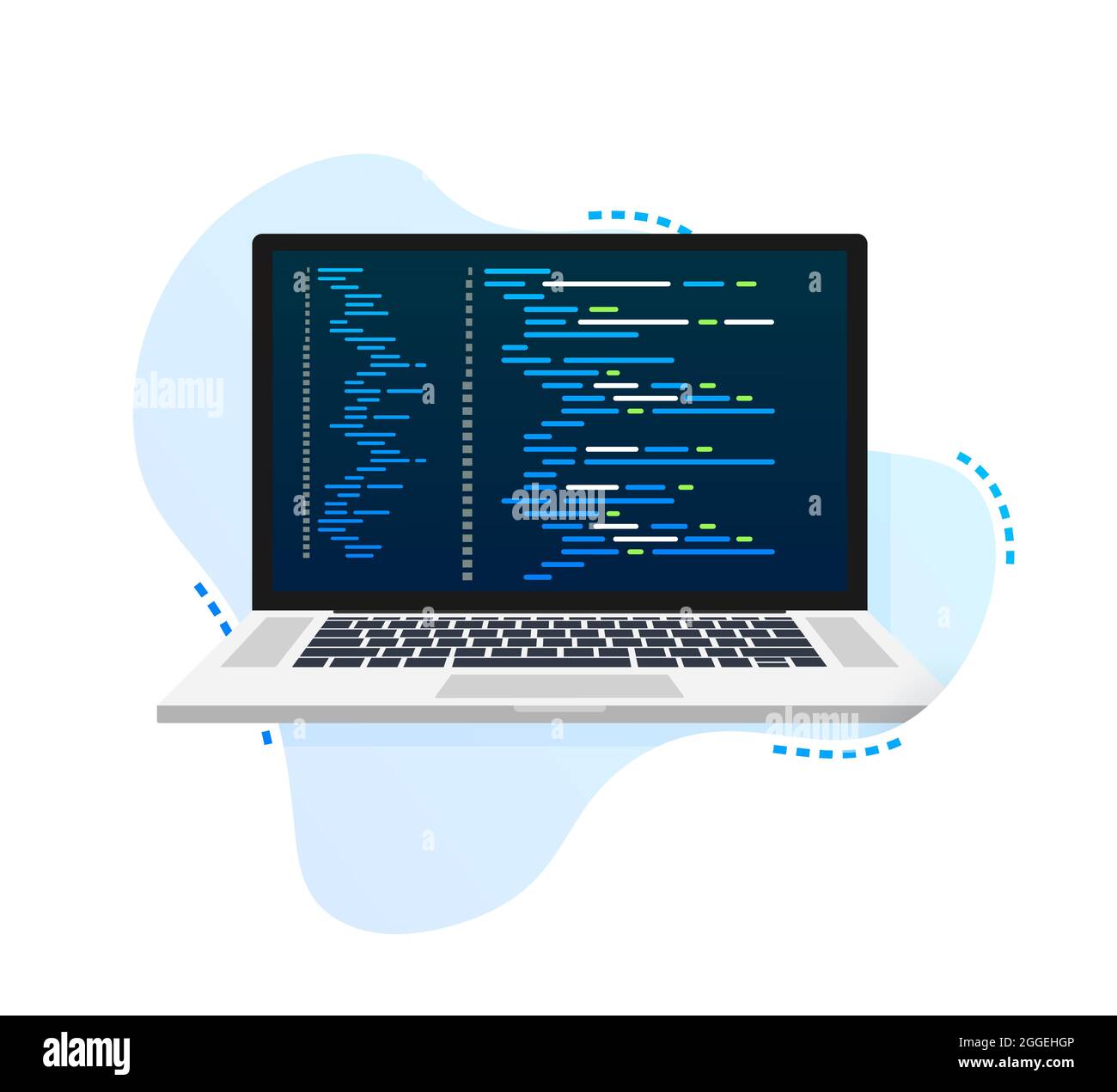 Vector laptop coding pattern.  developer, design, programming