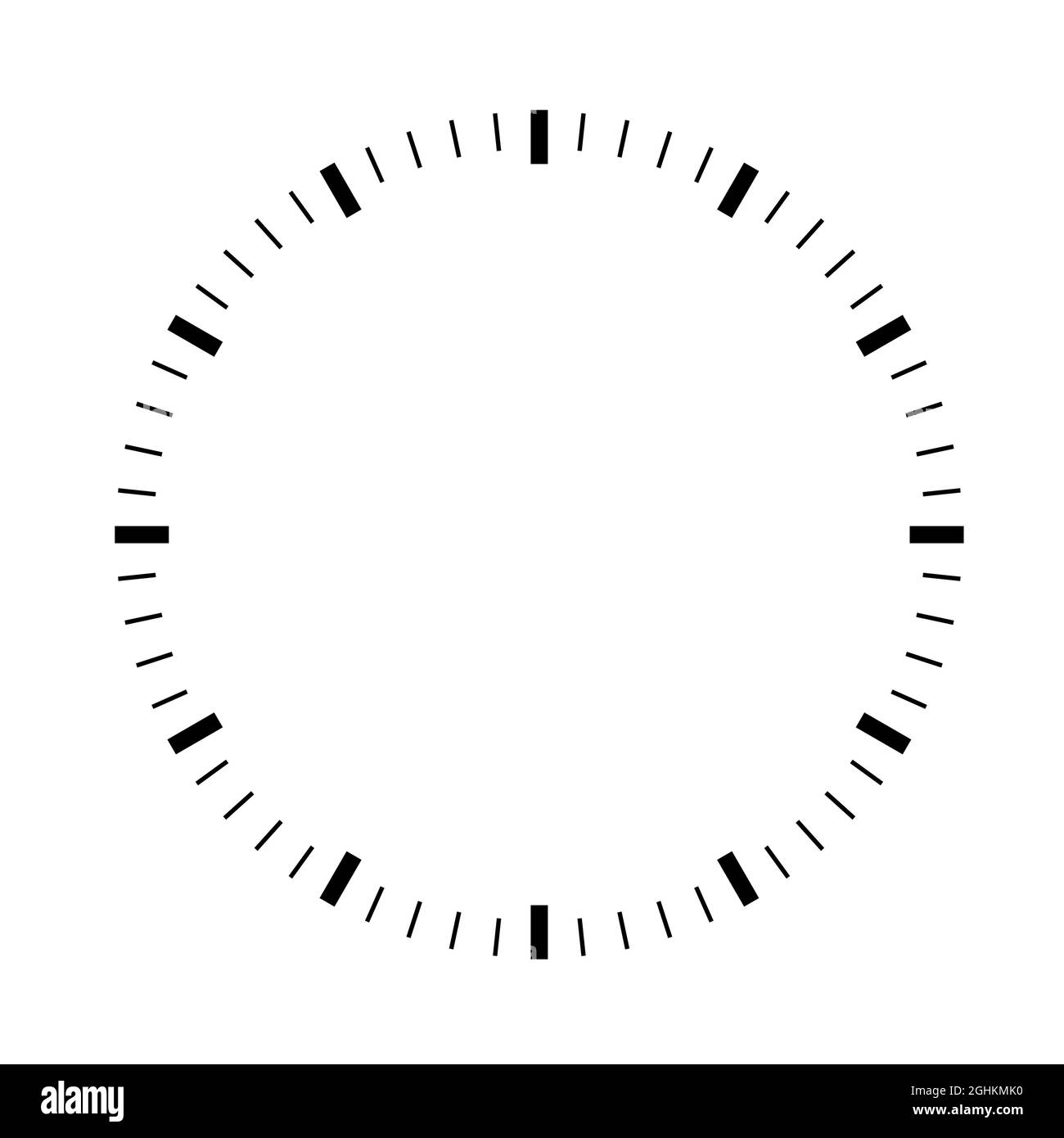 blank clock face on white background. hour dial sign. Dashes mark