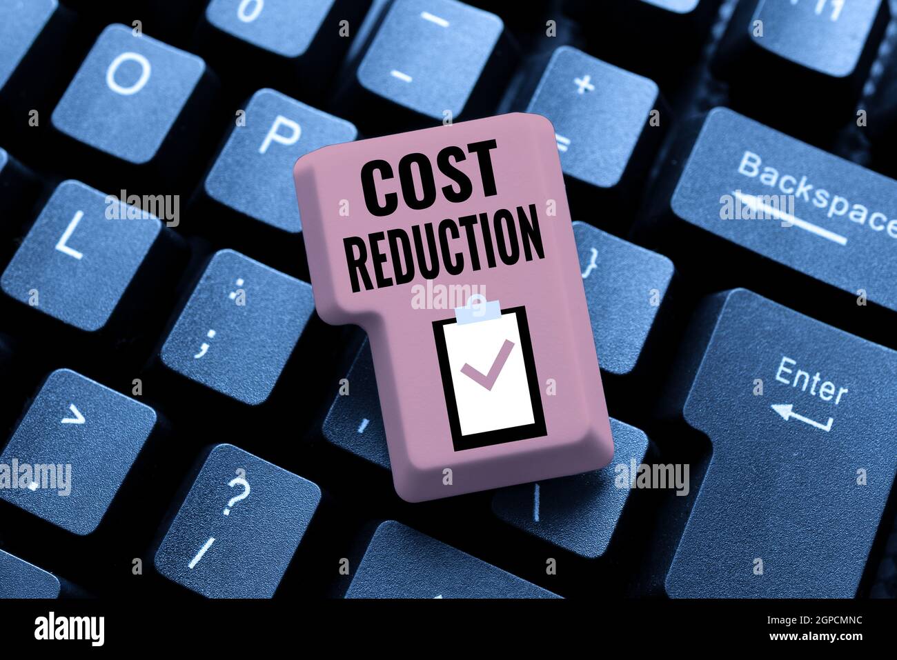 Sign displaying Cost Reduction. Concept meaning process of finding and